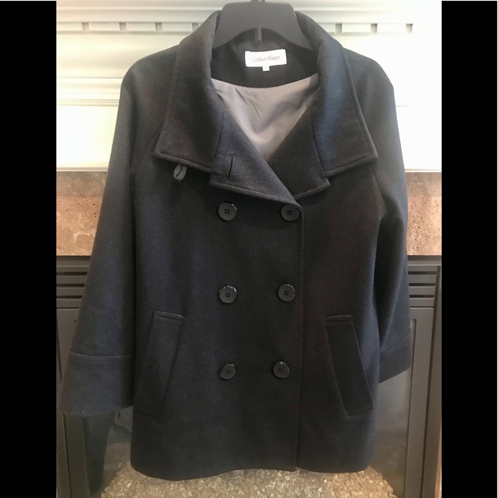 Calvin Klein Double-Breasted Peacoat - Black Coat (EUC!)